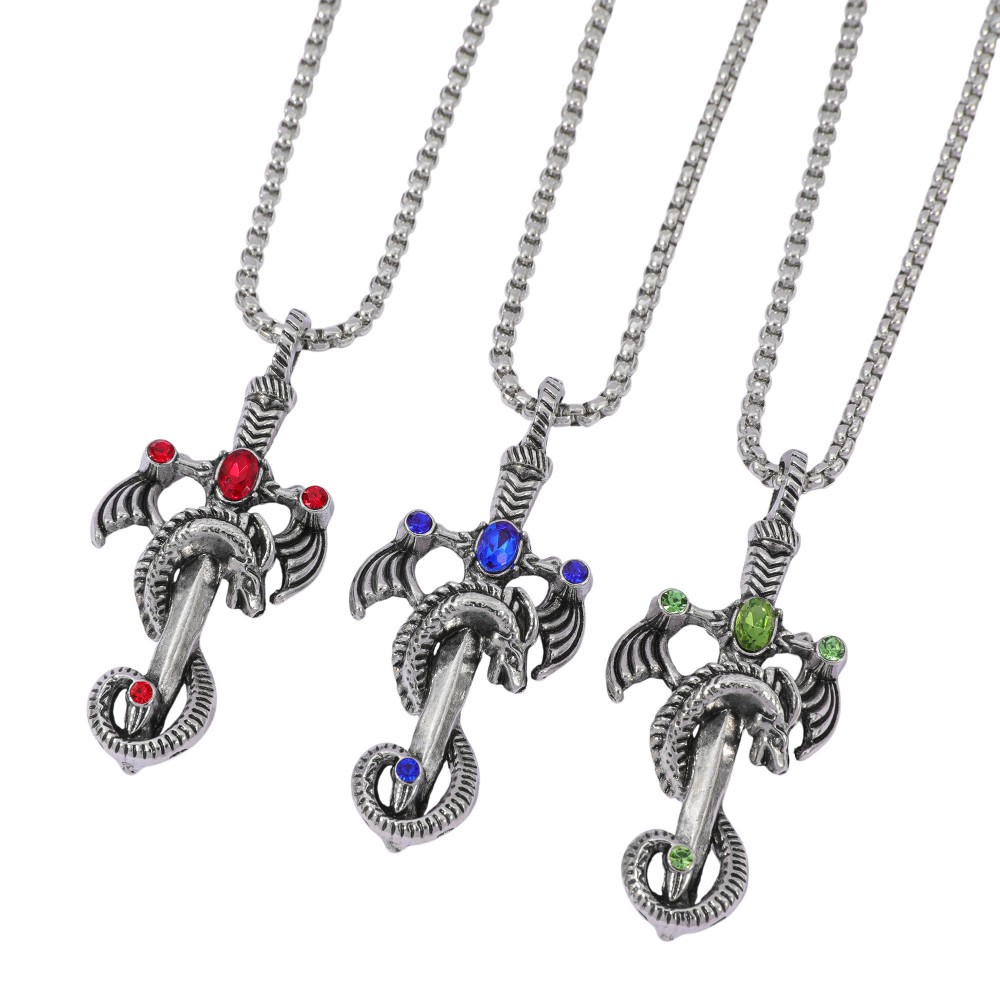 Retro Multicolor Gem Dragon Sw - Men Accessories Necklace review and price
