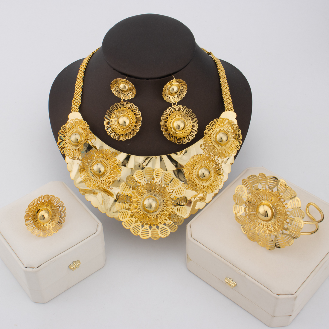 24K Gold Flower Jewelry Set fo - Men Accessories In Dubai review and price