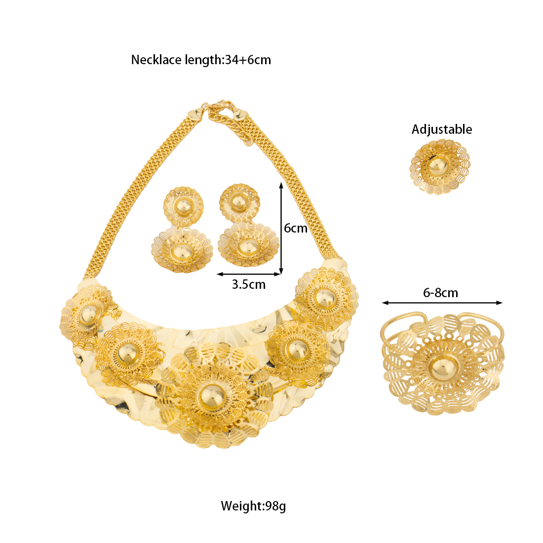 24K Gold Flower Jewelry Set fo - Men Accessories In Dubai review and price