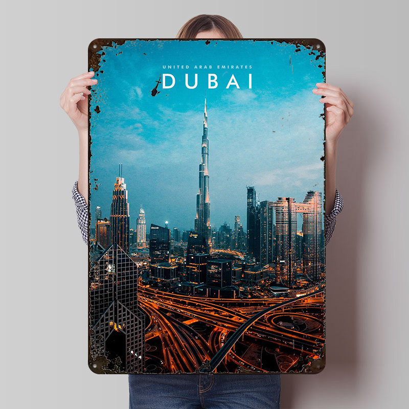 Dubai City Metal Poster Wall A - Men Accessories In Dubai review and price