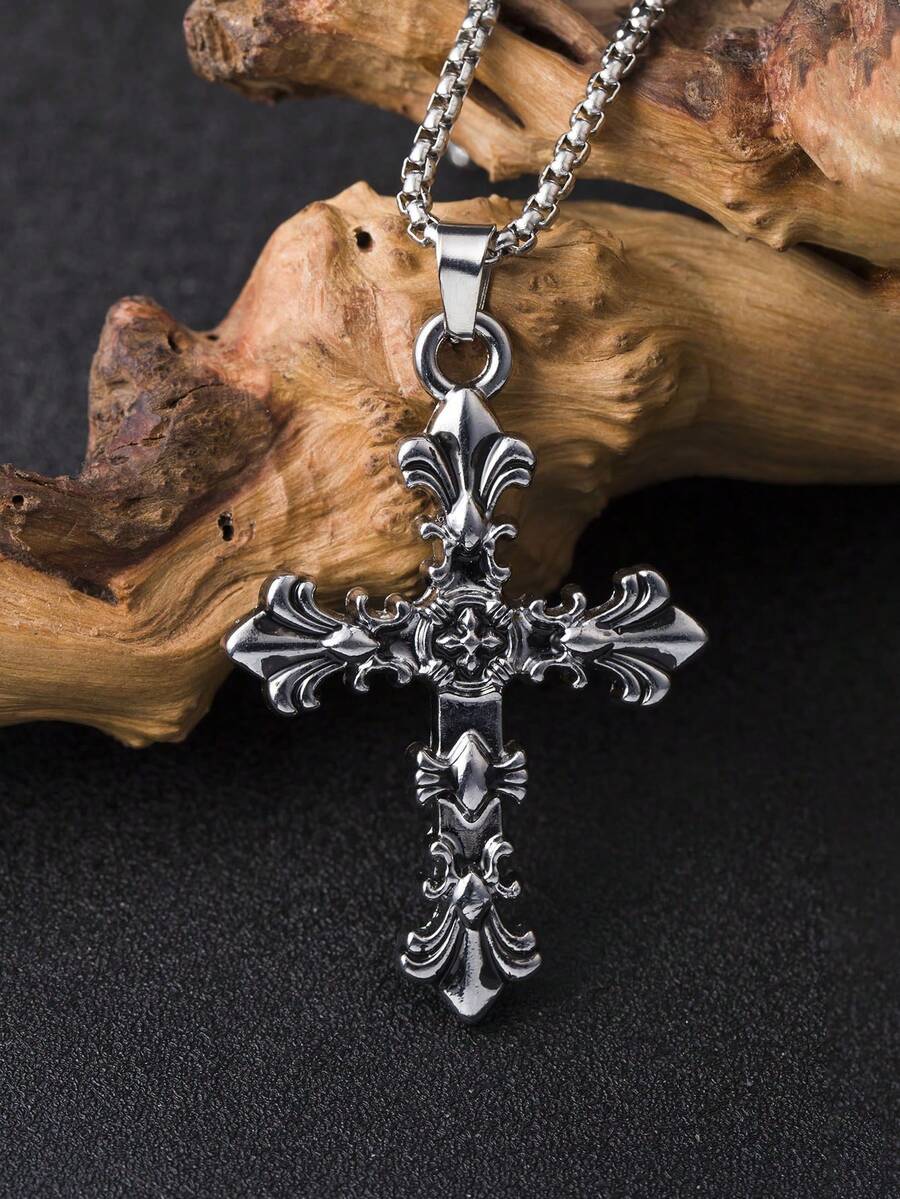 1pc Vintage Gothic Style Cross - Men Accessories Necklace review and price