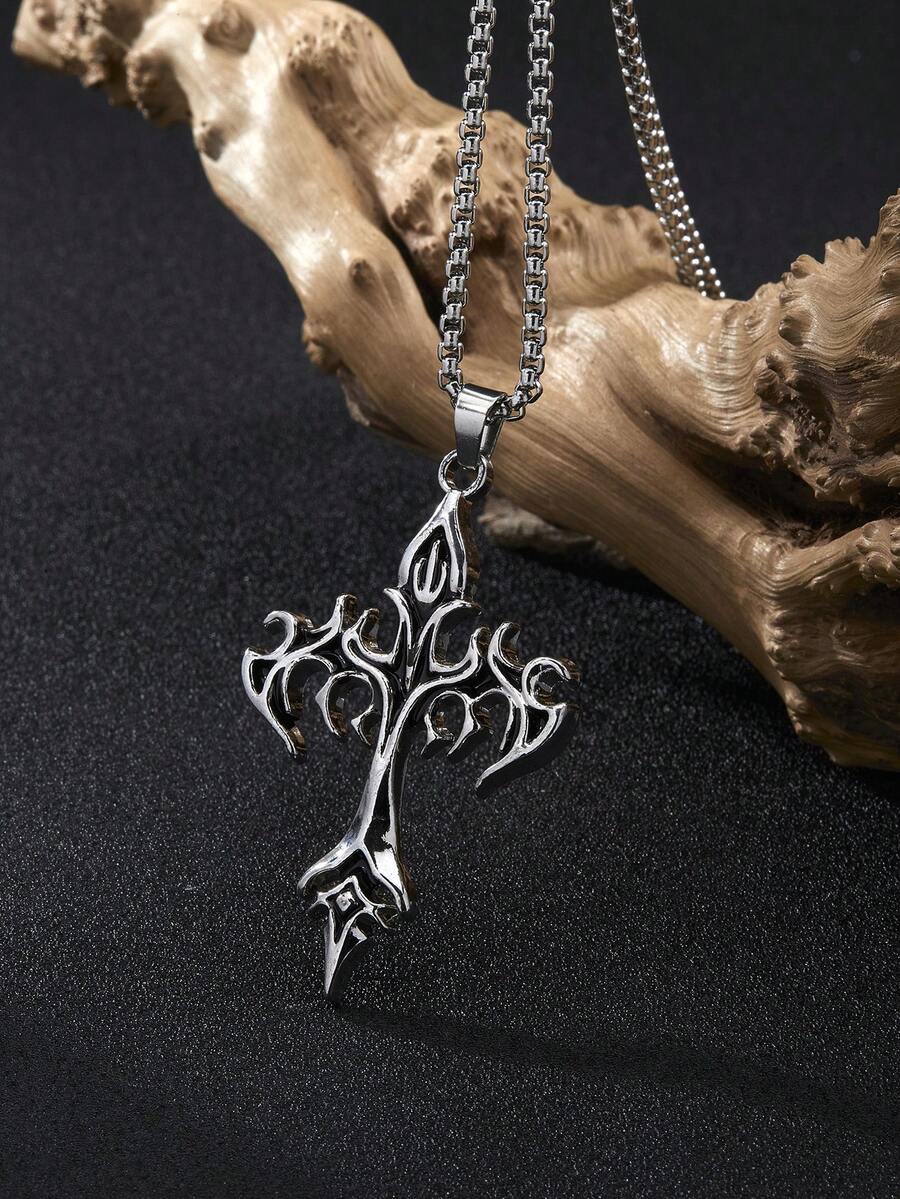 1pc Vintage Gothic Style Cross - Men Accessories Necklace review and price