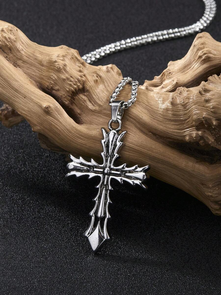 1pc Vintage Gothic Style Cross - Men Accessories Necklace review and price