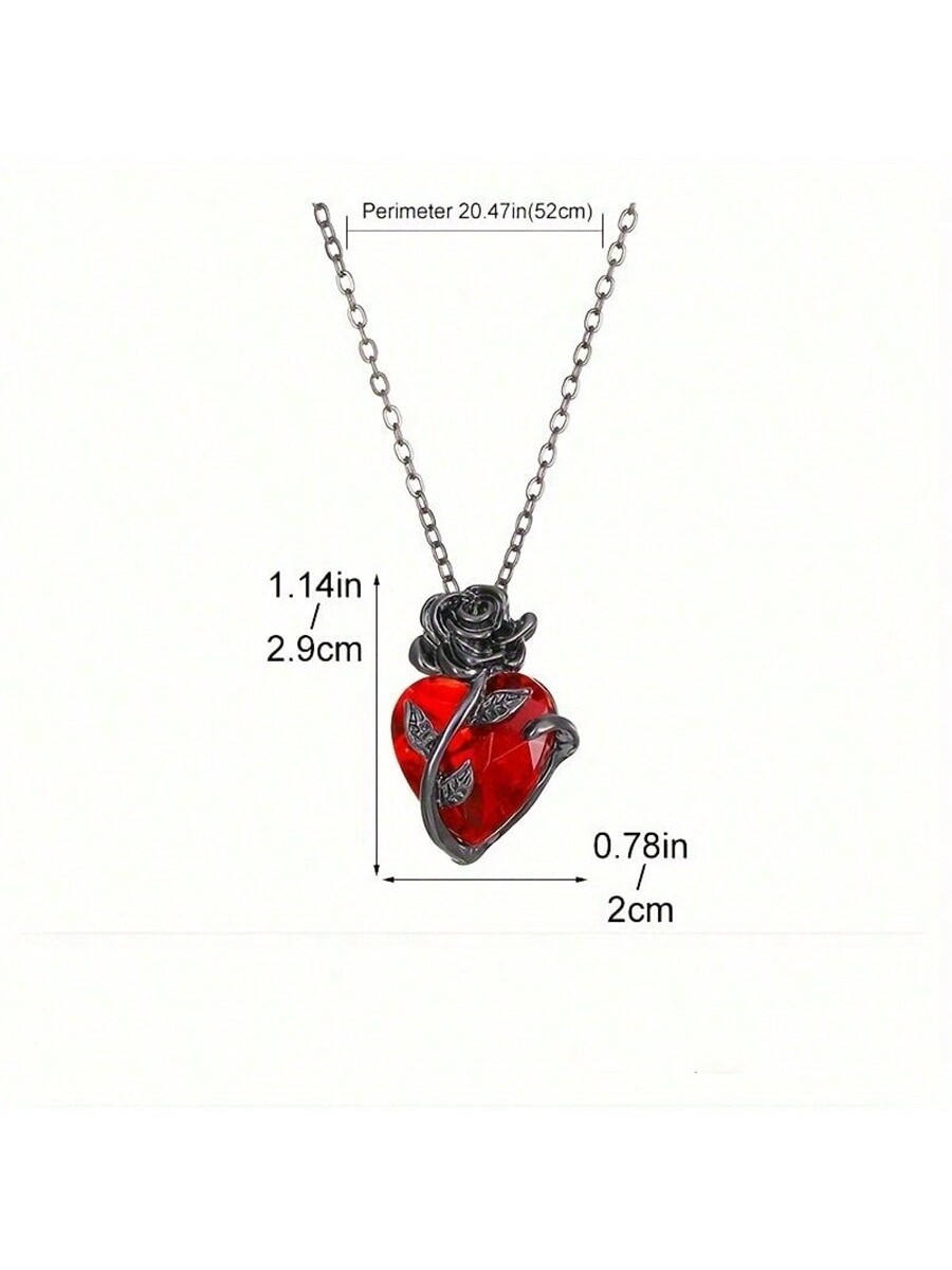 1pc Charming Rose Heart Pendan - Men Accessories Necklace review and price