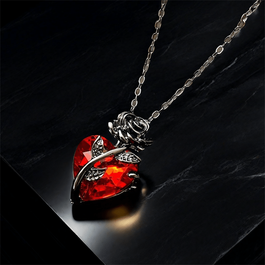 1pc Charming Rose Heart Pendan - Men Accessories Necklace review and price
